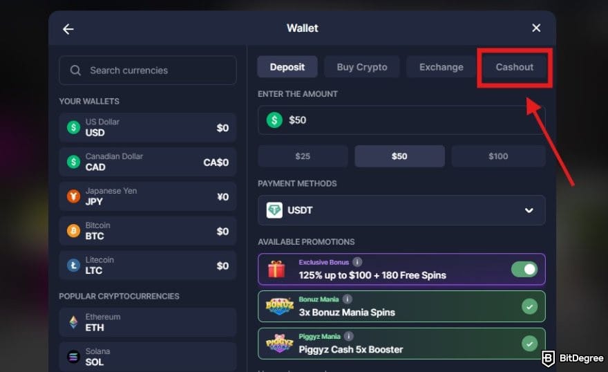 BitStarz review: the cashout option on BitStarz. BitStarz review: the cashout option on BitStarz.