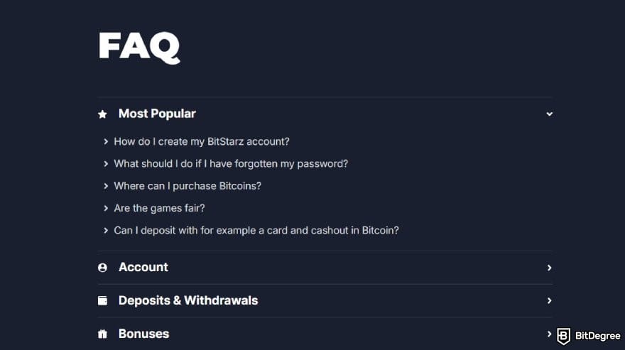 BitStarz review: the FAQs page on BitStarz. BitStarz review: the FAQs page on BitStarz.