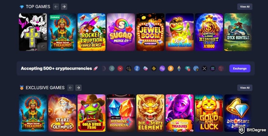 BitStarz review: some available games on BitStarz's homepage. BitStarz review: some available games on BitStarz's homepage.