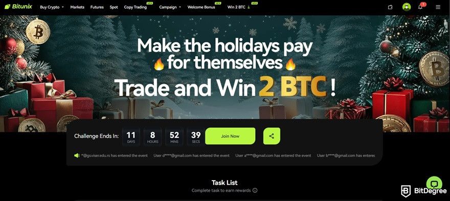 Bitunix review: Christmas promotion.