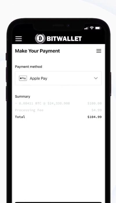 BitWallet review: select the payment method.