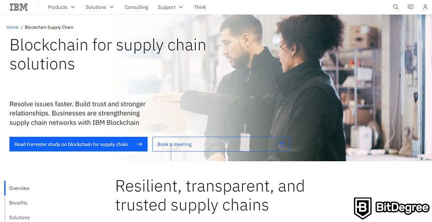 Blockchain accounting: the landing page for IBM's blockchain supply chain solutions.