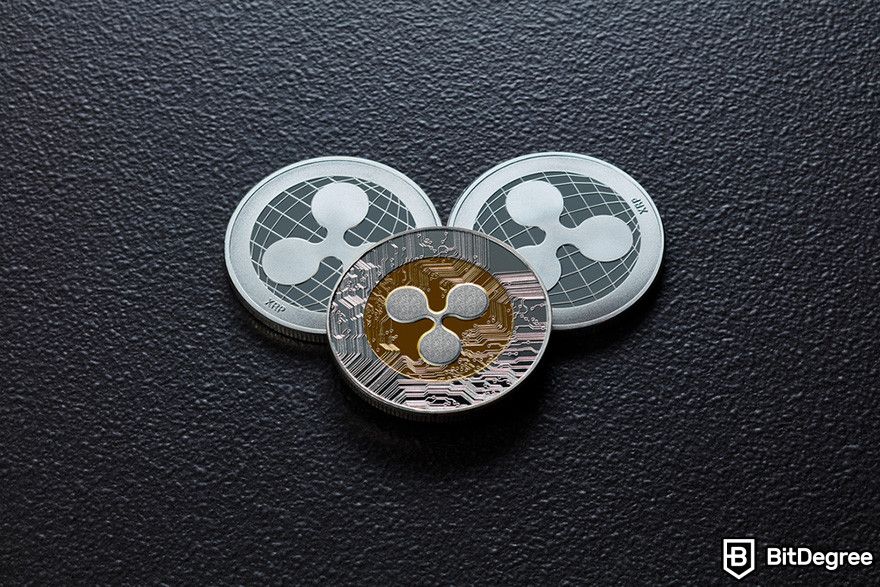 Blockchain in finance: three XRP coins.