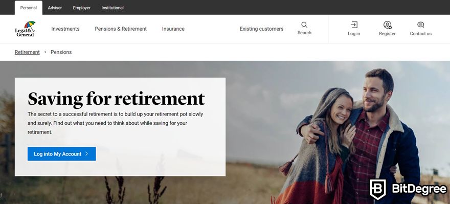 Blockchain in healthcare: Legal & General's retirement page.