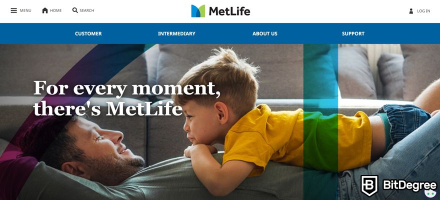 Blockchain in healthcare: MetLife's homepage.