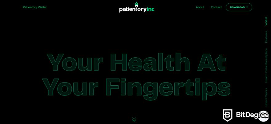Blockchain in healthcare: Patientory homepage.
