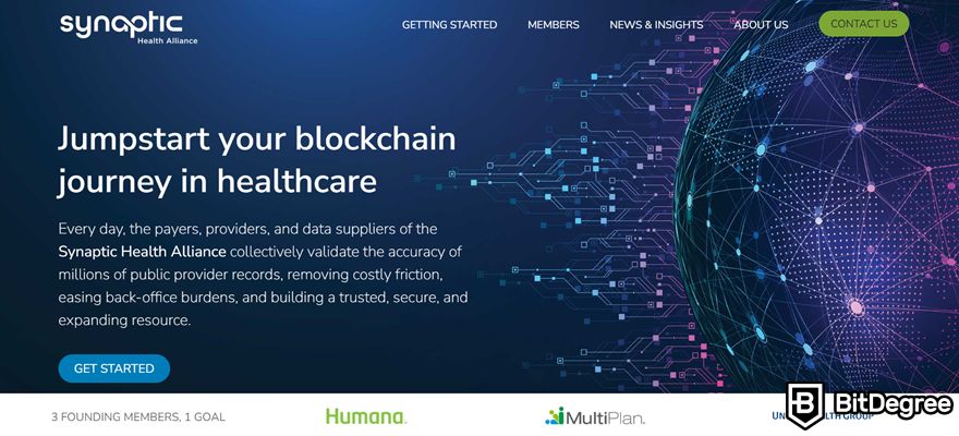 Blockchain in healthcare: Synaptic homepage.