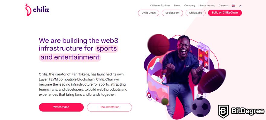 Blockchain marketing: Chiliz homepage.