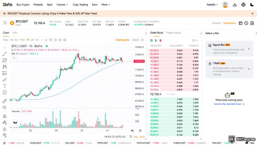 Blofin review: a screenshot of Blofin's trading bots.