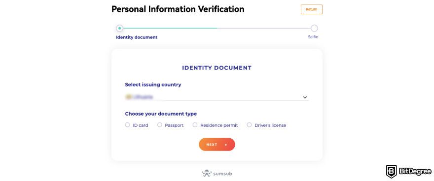 BloFin review: a screenshot of BloFin's personal information verification process.