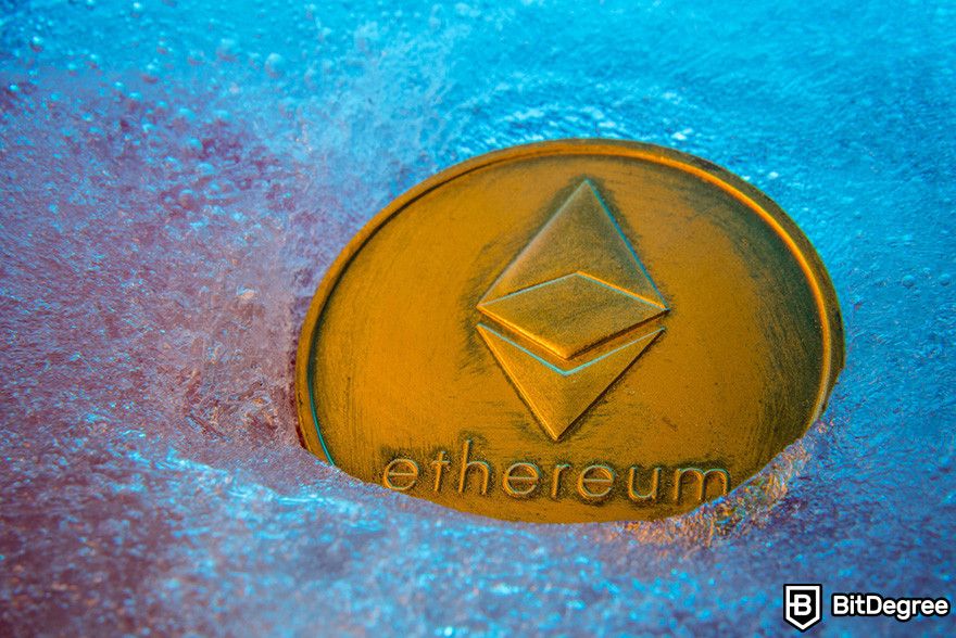 Blur review: a gold ETH coin surrounded by water.