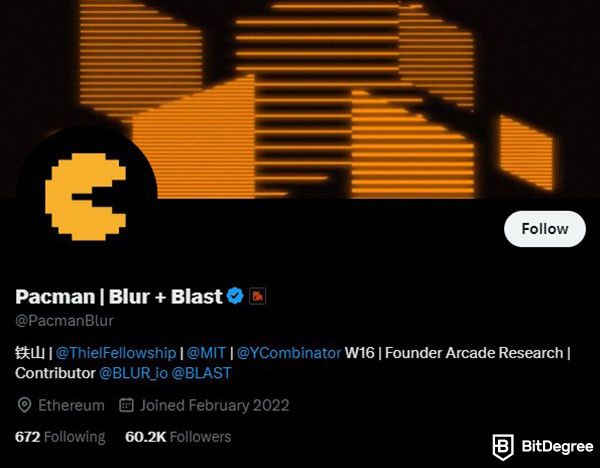 Blur review: Pacman's Twitter header.