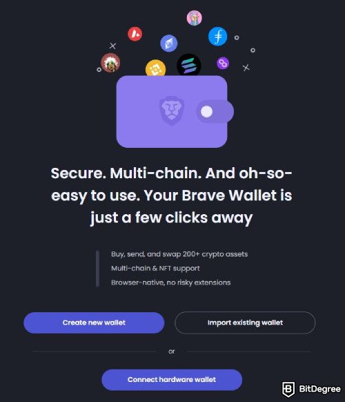 Brave Wallet review: create a new wallet.