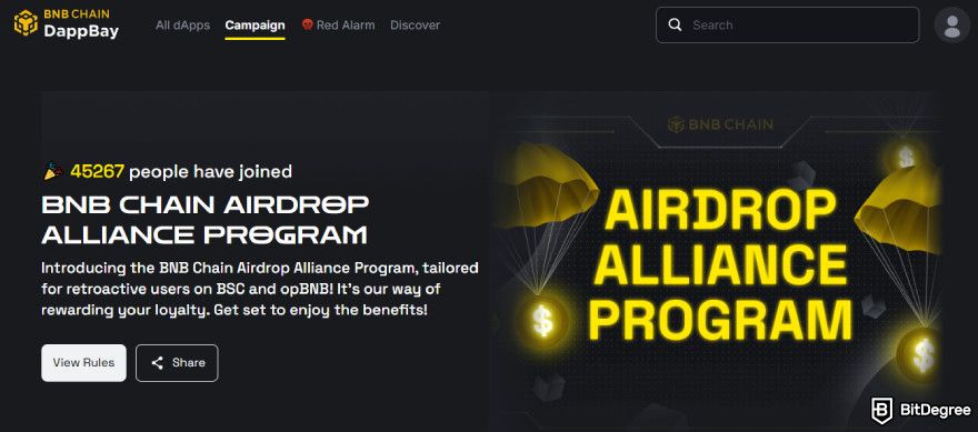 BSC airdrop: BNB Chain Airdrop Alliance page.
