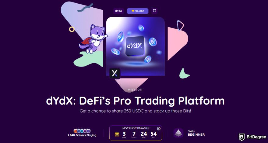 BSC airdrop: dYdX Missions.