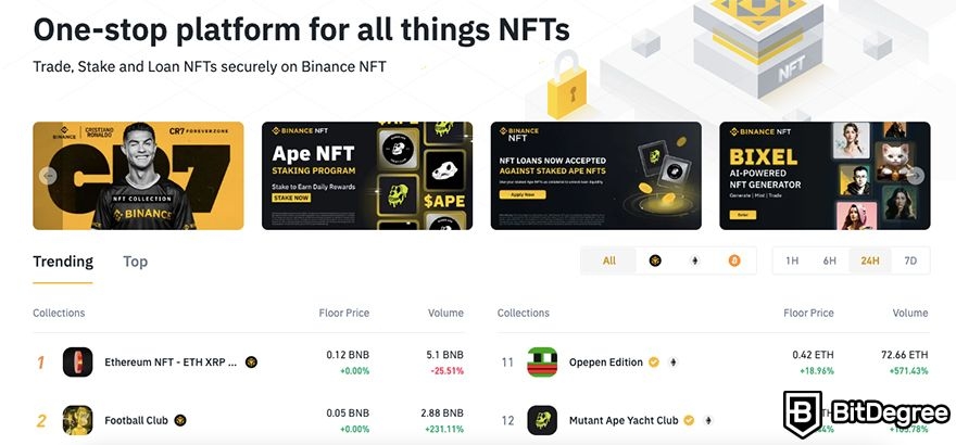 BSC NFT minting: Binance NFT marketplace.