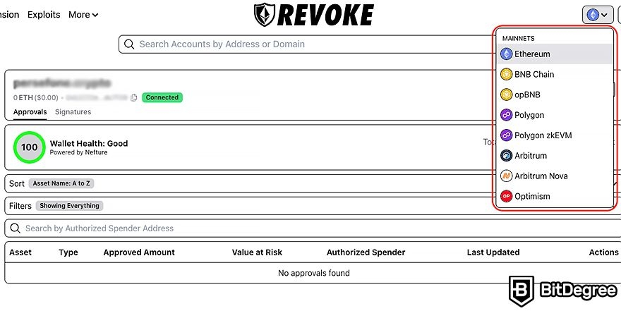 BSC revoke: network change on Revoke.cash.