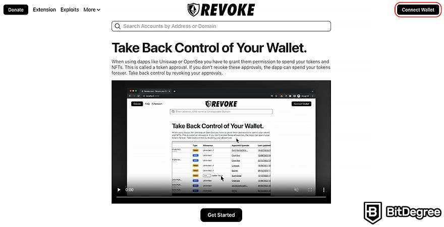 BSC revoke: connect wallet.