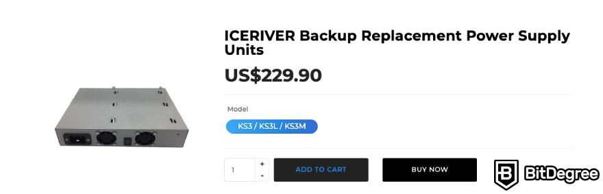 BT-Miners review: ICERIVER backup replacement power supply.