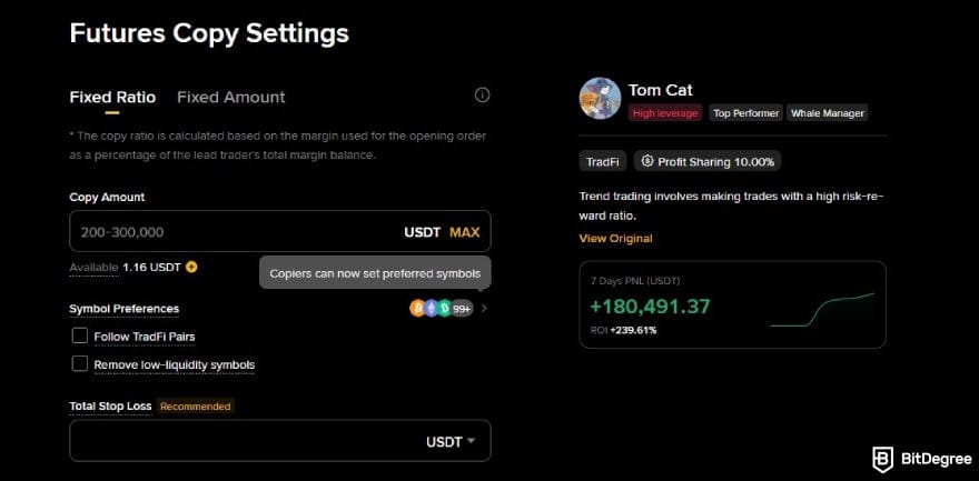BTCC copy trading: Binance copy trading interface.