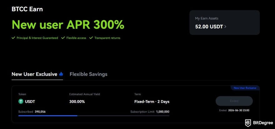 BTCC review: BTCC Earn page. BTCC review: BTCC Earn page.