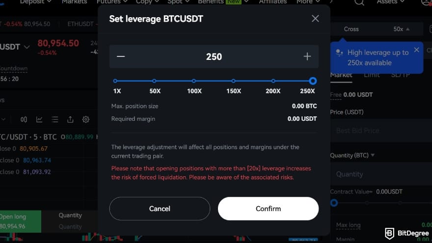BTCC review: leverage adjustment tab. BTCC review: leverage adjustment tab.