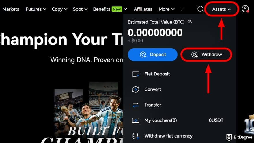 BTCC review: select assets and choose withdraw. BTCC review: select assets and choose withdraw.