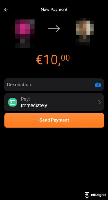 Bunq review: Bunq app pay page. Bunq review: Bunq app pay page.