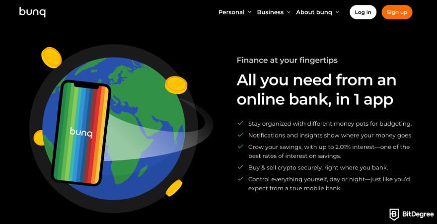 Bunq review: Bunq homepage. Bunq review: Bunq homepage.