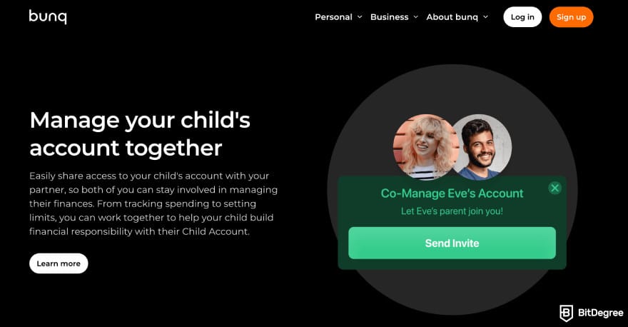 Bunq review: Bunq parents account page. Bunq review: Bunq parents account page.