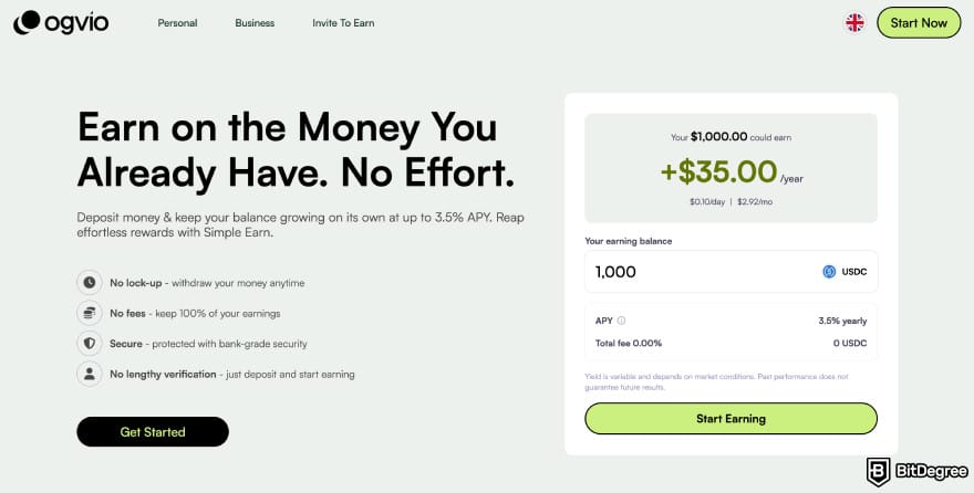 Bunq review: Ogvio earn page. Bunq review: Ogvio earn page.