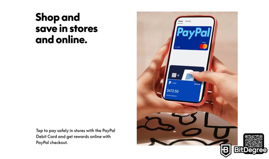 Buy crypto with PayPal: one of PayPal's features showing 