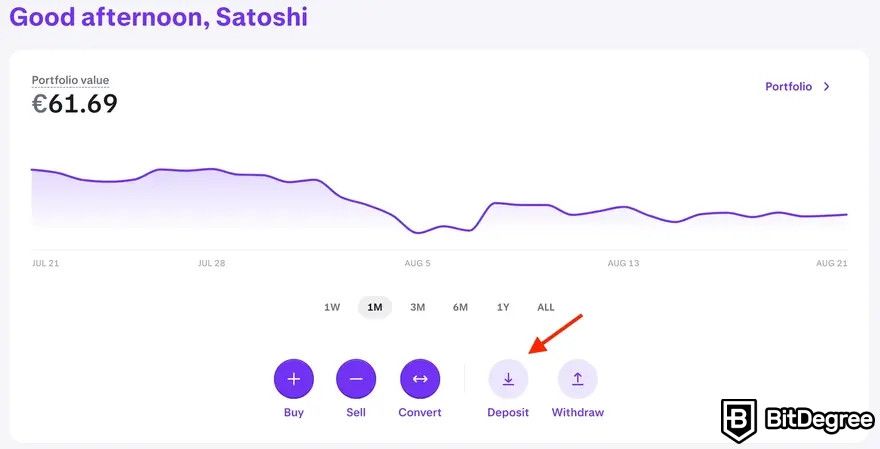 Buy crypto with PayPal: a preview of Kraken dashboard.