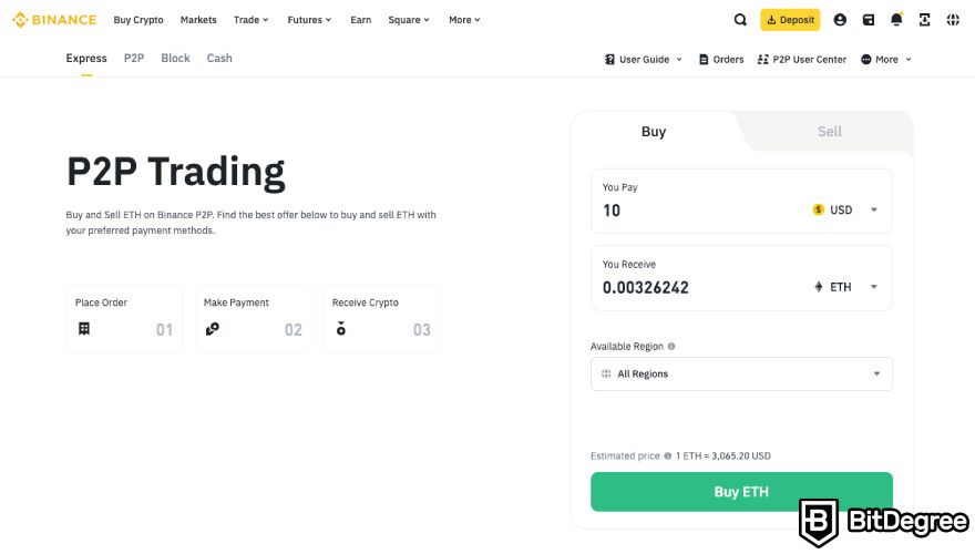 Buy Ethereum with PayPal: P2P trading on Binance.