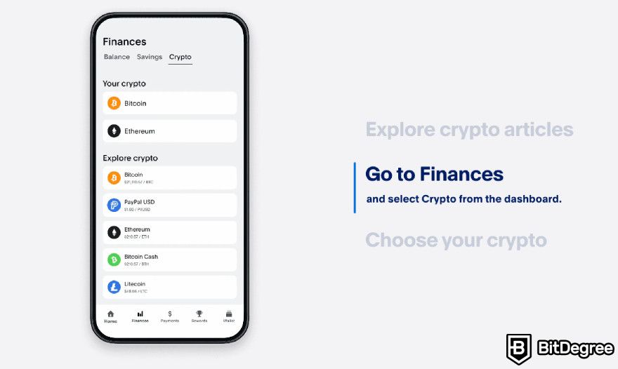 Buy Ethereum with PayPal: the Finances section.
