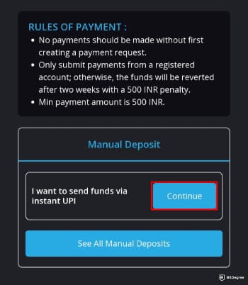 BuyUcoin review: choose the deposit method.