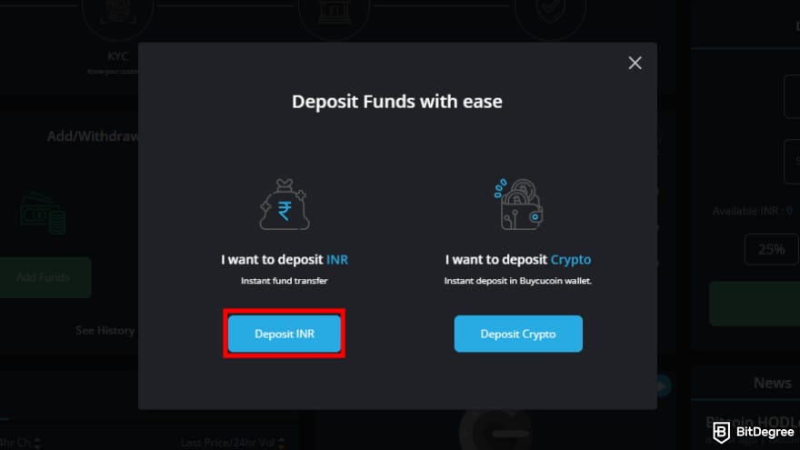 BuyUcoin review: depositing INR to your account.