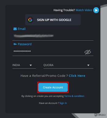 BuyUcoin review: creating an account.