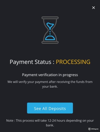 BuyUcoin review: wait for the payment to complete.