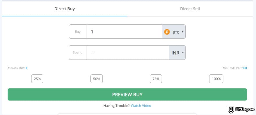 BuyUcoin review: quick buy feature.