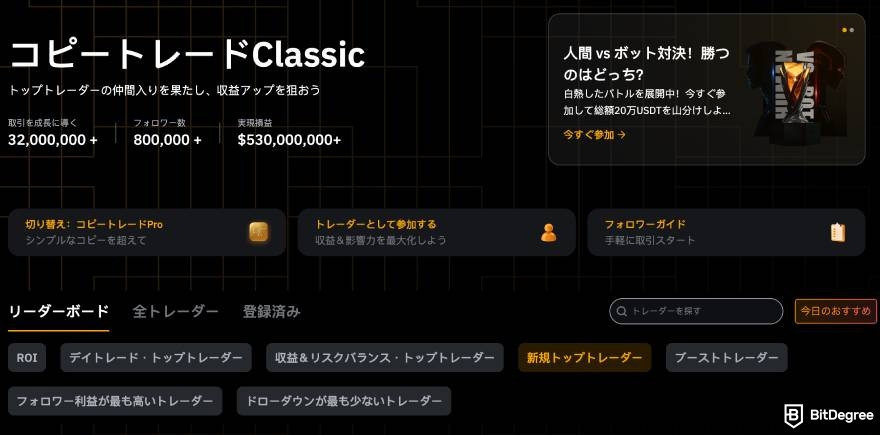 Bybitとは？: Bybitコピー取引のランディングページ。