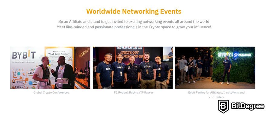 Bybit affiliates: the banner for networking events on the Bybit Affiliate page.