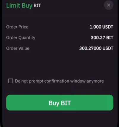 Bybit app review: order price, quantity, and value.