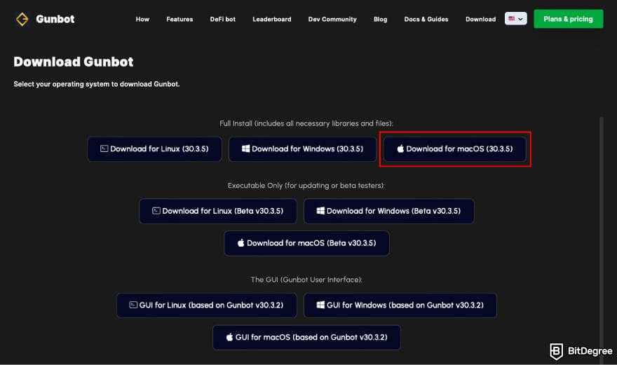 Gunbot Review: download the zip file for your platform.