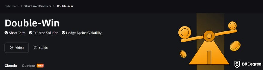 Bybit Earn: Double-Win's main header.