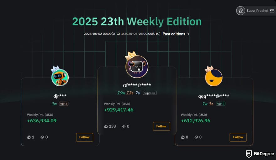 Bybit Earn: the platform's leaderboard for 2025, 23th weekly edition.