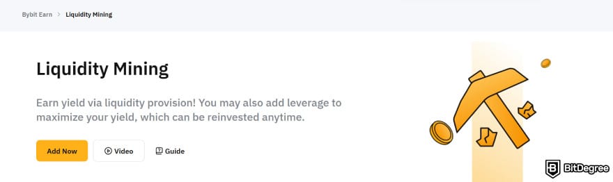 Bybit Earn: Liquidity Mining's main header.