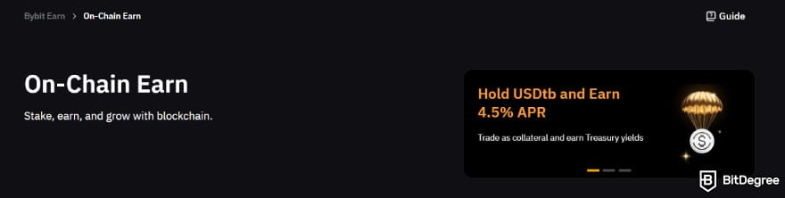 Bybit Earn: On-Chain Earn's main header.
