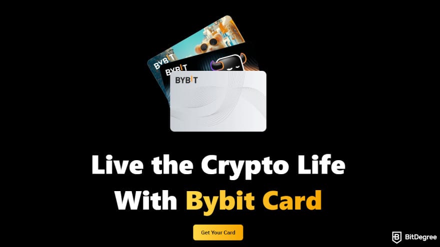 Bybit fees: crypto card promotional image.