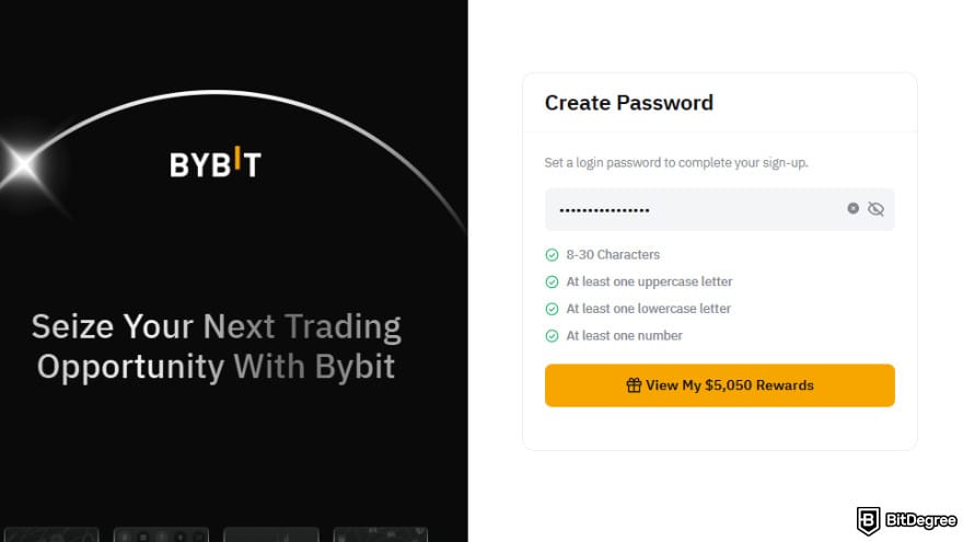Bybit futures trading: create a strong password.